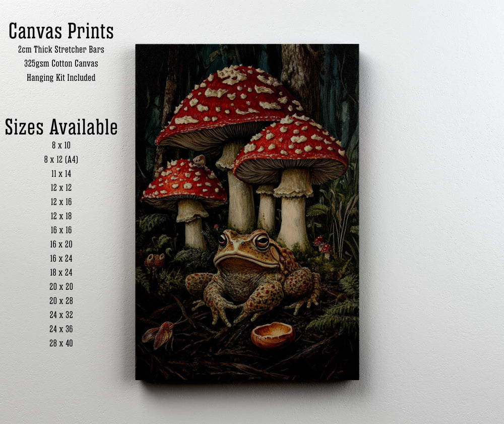 Frog & Toadstool Cottagecore Print, Vintage Woodland Art