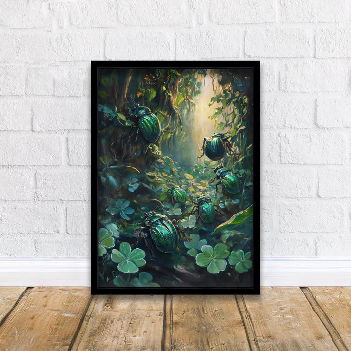 Clover Beetle Print: Vintage Nature Art, Cottagecore Decor