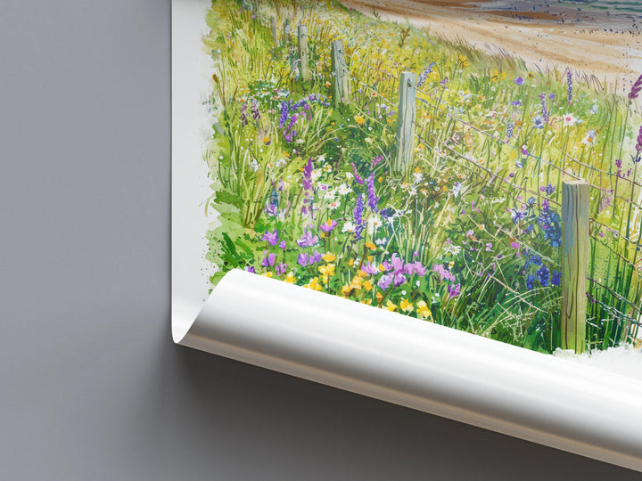 Northumberland Coast Watercolor Poster Travel Print Wall Art UK Coastal Painting Northumberland Landscape Souvenir Decor