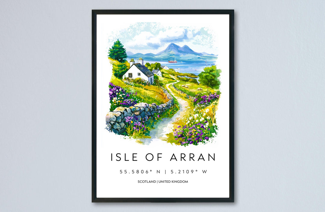 Isle of Arran Watercolor Poster Isle of Arran Travel Print Wall Art Scottish Island Painting Isle of Arran Souvenir Decor