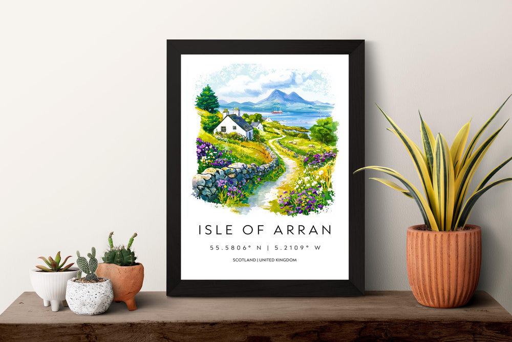 Isle of Arran Watercolor Poster Isle of Arran Travel Print Wall Art Scottish Island Painting Isle of Arran Souvenir Decor