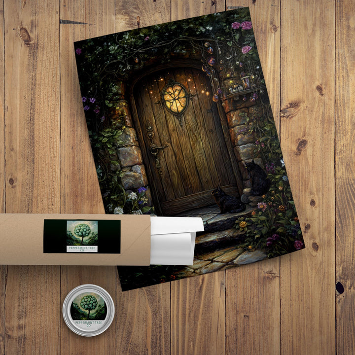 Secret Spell Door Print | Vintage Cottagecore Magical Illustration