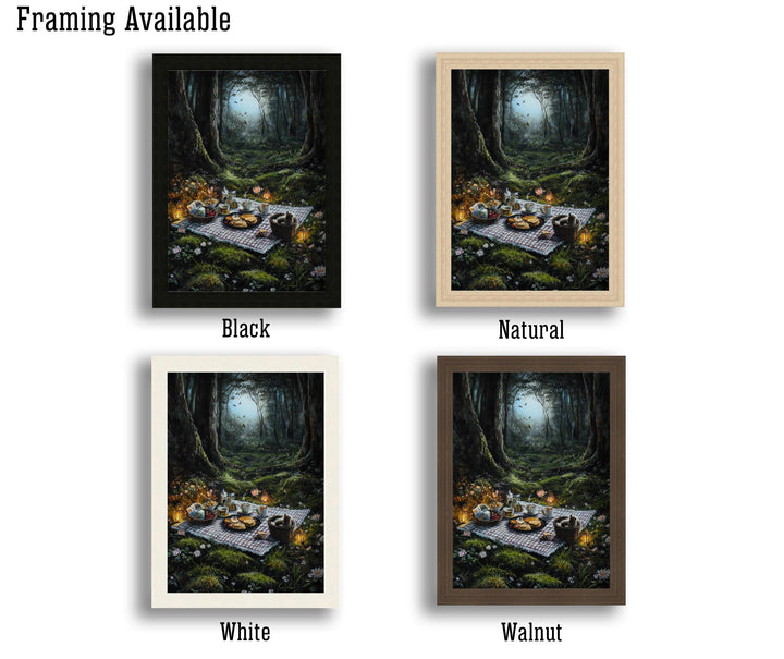 Moonlit Glade Picnic Print | Vintage Cottagecore Forest Art