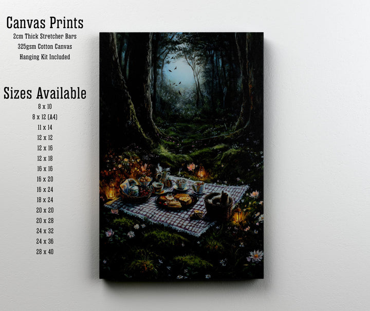 Moonlit Glade Picnic Print | Vintage Cottagecore Forest Art