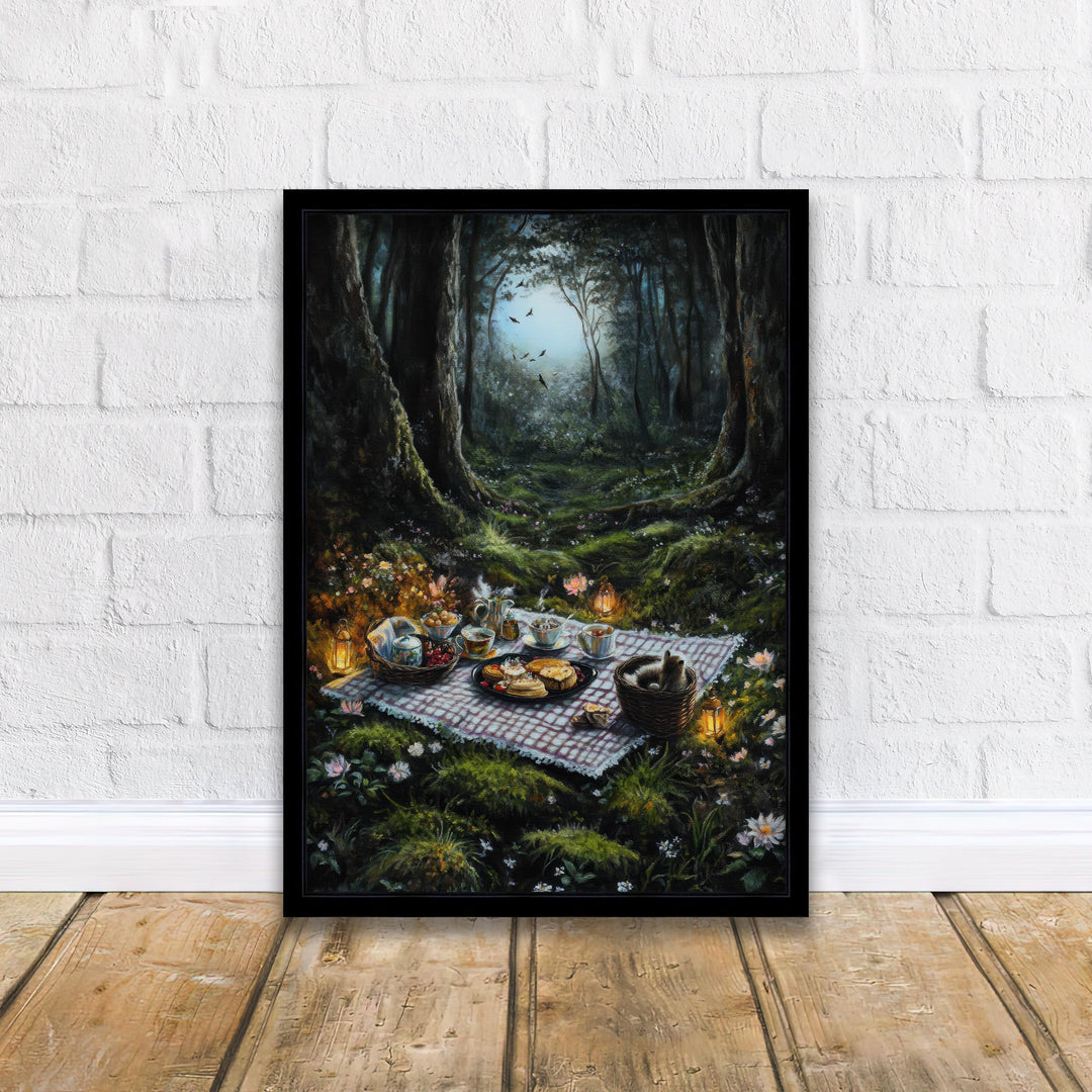 Moonlit Glade Picnic Print | Vintage Cottagecore Forest Art