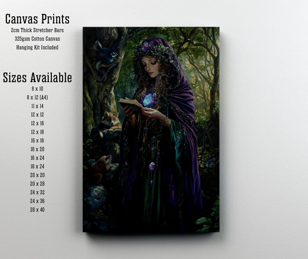 Gemstone Witch Cottagecore Art Print, Vintage Magical Illustration