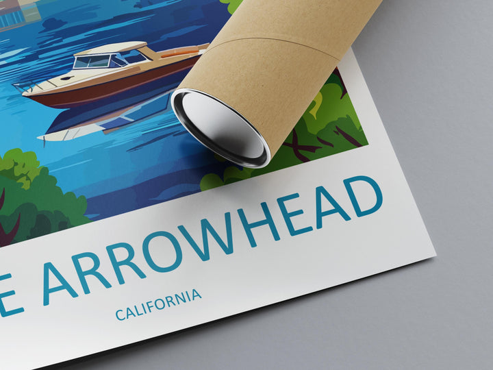 Lake Arrowhead Travel Poster California Wall Art Mountain Lake Print Pine Forest View Illustration Nature Decor Gift Souvenir