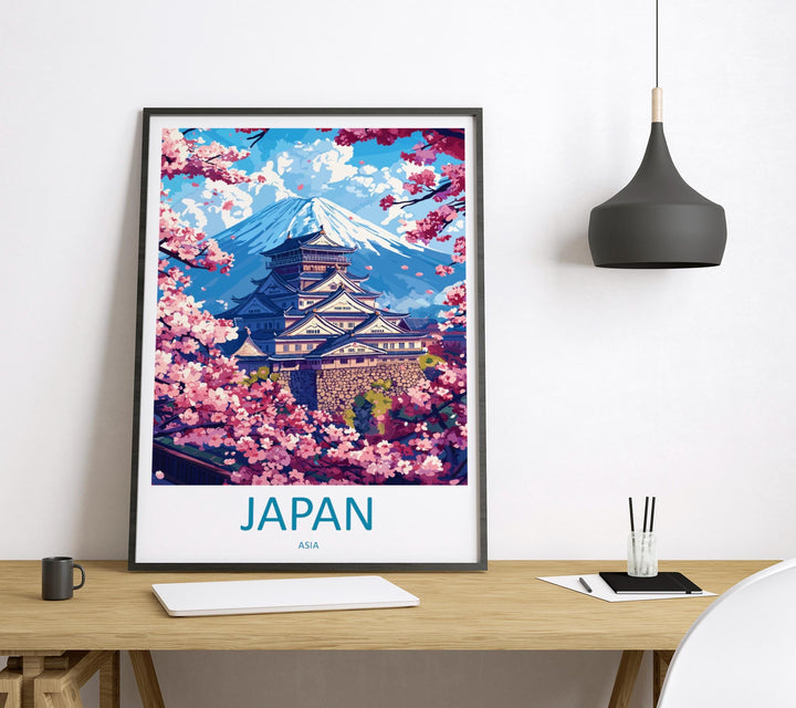 Japan Travel Poster Asia Wall Art Country View Print Mount Fuji Scene Illustration Cultural Decor Japan Gift Souvenir Landscape Art