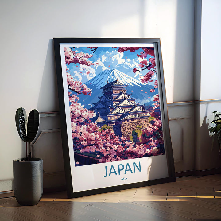 Japan Travel Poster Asia Wall Art Country View Print Mount Fuji Scene Illustration Cultural Decor Japan Gift Souvenir Landscape Art
