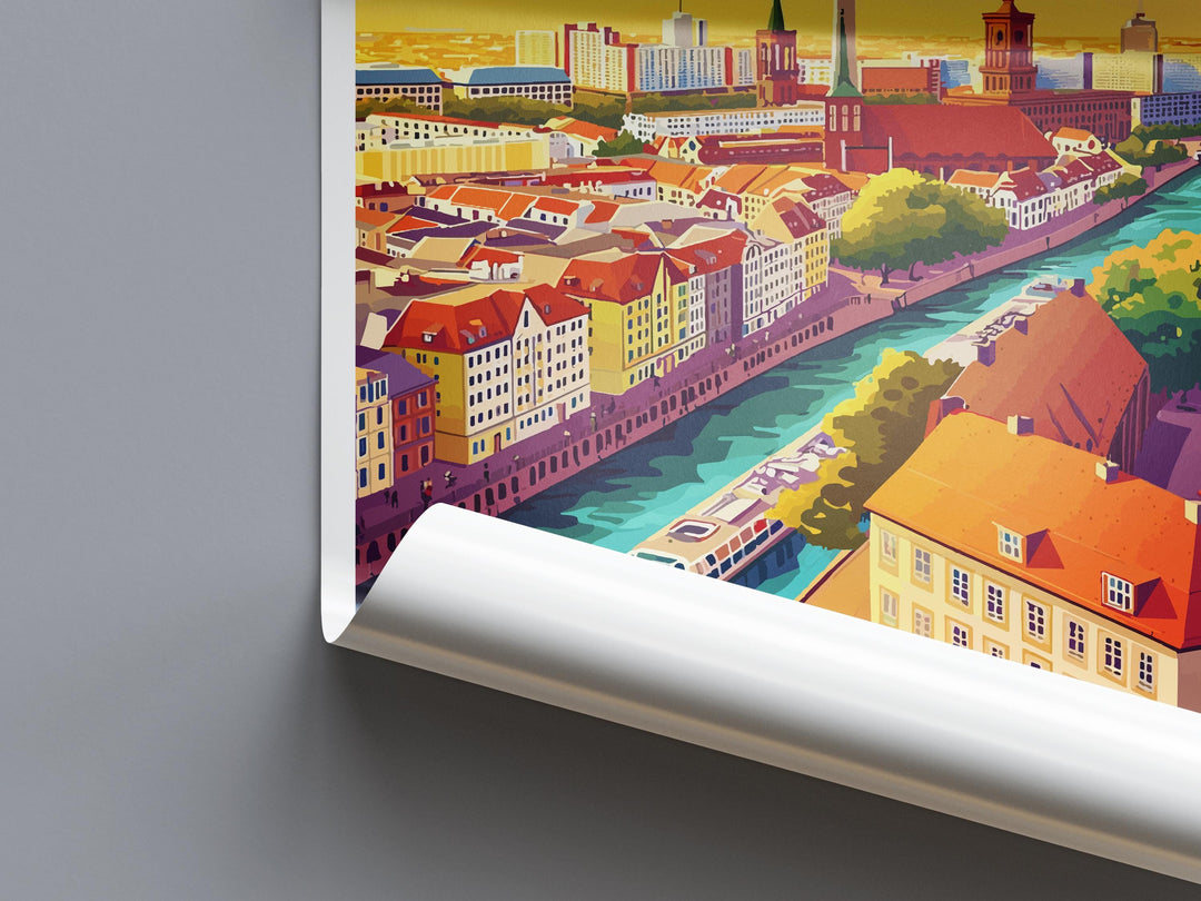 Germany Travel Poster Europe Wall Art Country View Print Castle & City Scene Illustration Scenic Decor Germany Gift Souvenir