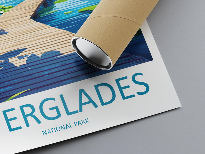 Everglades National Park Travel Poster Florida Wall Art Wetlands View Print Wildlife Scene Illustration Nature Decor Gift Souvenir