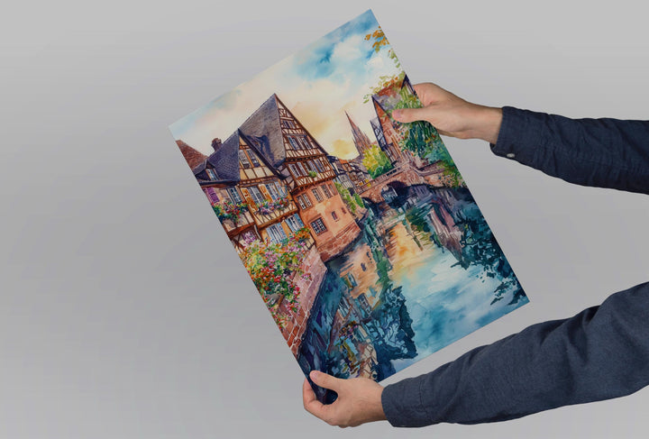 Strasbourg Watercolor Poster Strasbourg Travel Print France Wall Art Strasbourg Decor Petite France Scene Cathedral City Landscape