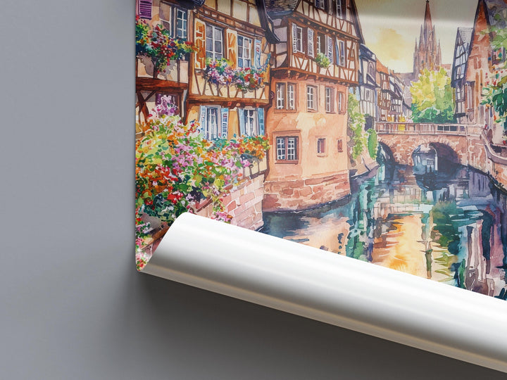 Strasbourg Watercolor Poster Strasbourg Travel Print France Wall Art Strasbourg Decor Petite France Scene Cathedral City Landscape