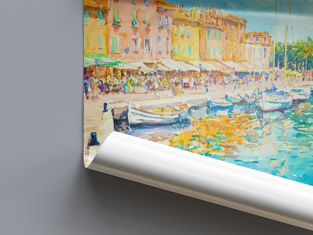 Saint Tropez Watercolor Poster Saint Tropez Travel Print France Wall Art Saint Tropez Decor Coastal Scene Riviera City Seaside Print