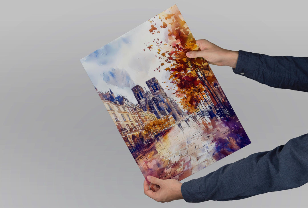Reims Watercolor Poster Reims Travel Print France Wall Art Reims Cathedral Decor Champagne City Scene French Architecture Landscape Print