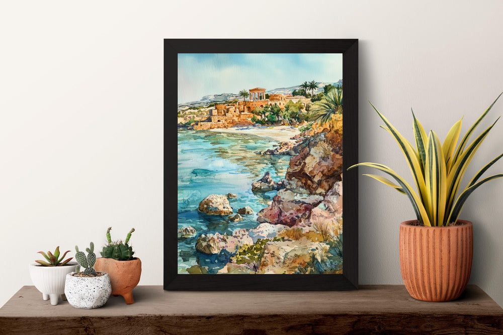 Paphos Watercolor Poster Paphos Travel Print Paphos Wall Art Cyprus Painting Mediterranean Decor Paphos Souvenir