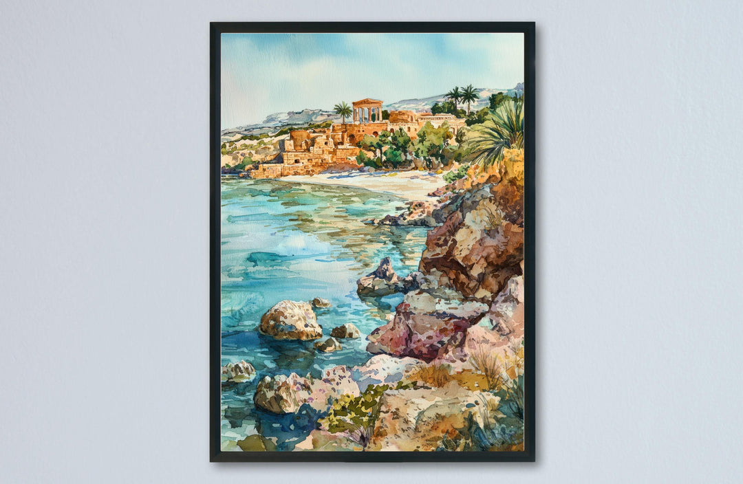 Paphos Watercolor Poster Paphos Travel Print Paphos Wall Art Cyprus Painting Mediterranean Decor Paphos Souvenir
