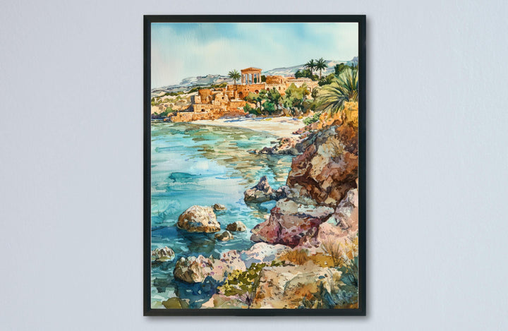 Paphos Watercolor Poster Paphos Travel Print Paphos Wall Art Cyprus Painting Mediterranean Decor Paphos Souvenir