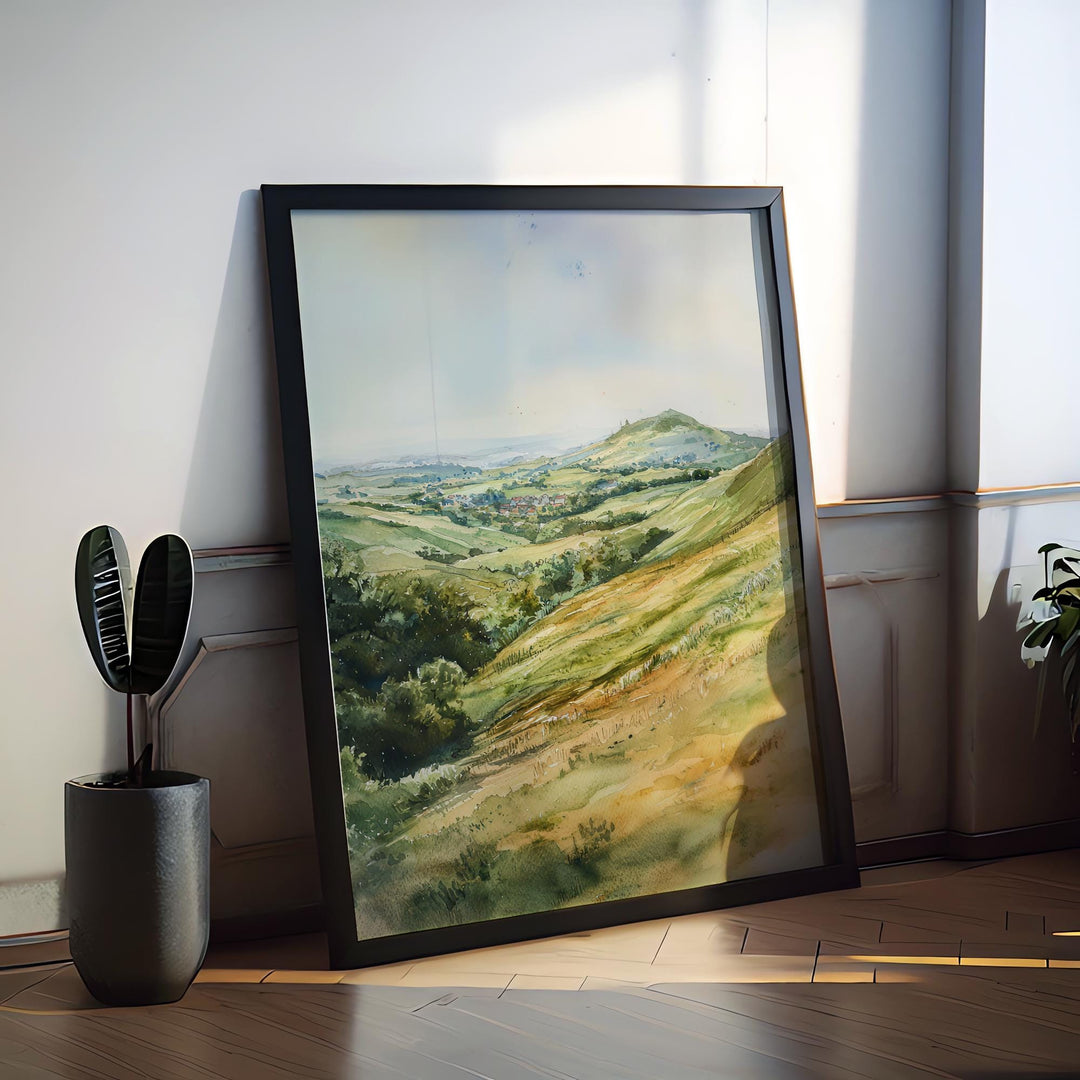 Malvern Hills Watercolor Poster Malvern Travel Print Landscape Wall Art England Nature Painting Malvern Souvenir Decor