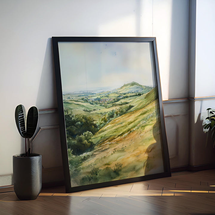 Malvern Hills Watercolor Poster Malvern Travel Print Landscape Wall Art England Nature Painting Malvern Souvenir Decor