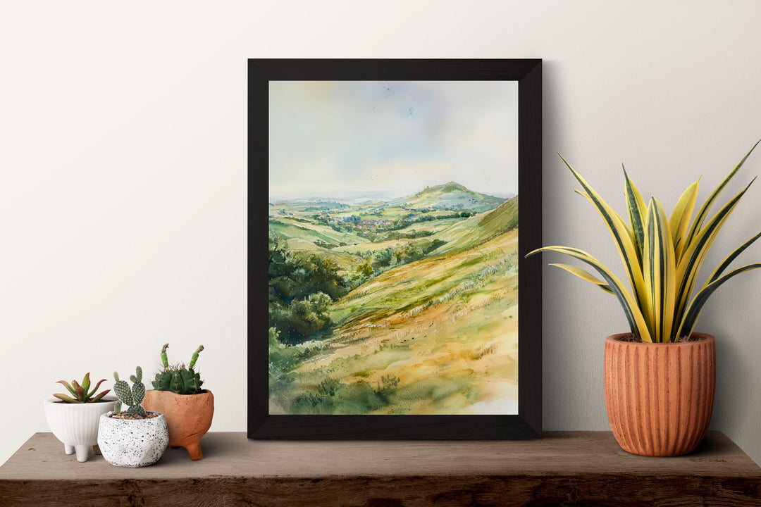 Malvern Hills Watercolor Poster Malvern Travel Print Landscape Wall Art England Nature Painting Malvern Souvenir Decor