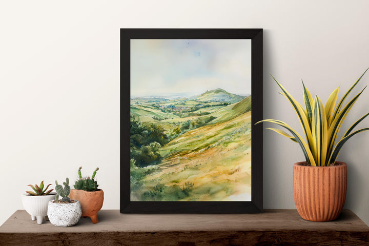 Malvern Hills Watercolor Poster Malvern Travel Print Landscape Wall Art England Nature Painting Malvern Souvenir Decor