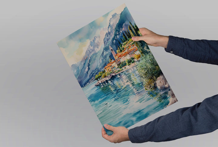 Lake Garda Watercolor Poster Lake Garda Travel Print Lake Garda Wall Art Italy Landscape Painting Lake Garda Decor