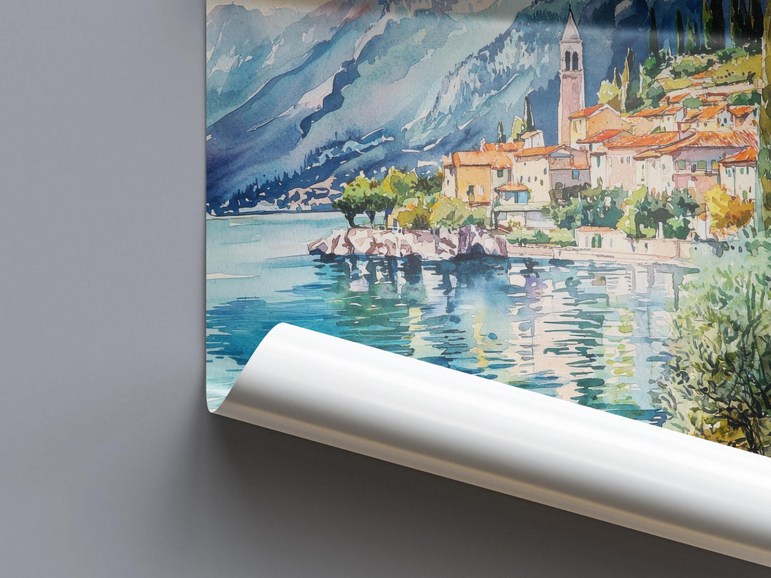 Lake Garda Watercolor Poster Lake Garda Travel Print Lake Garda Wall Art Italy Landscape Painting Lake Garda Decor