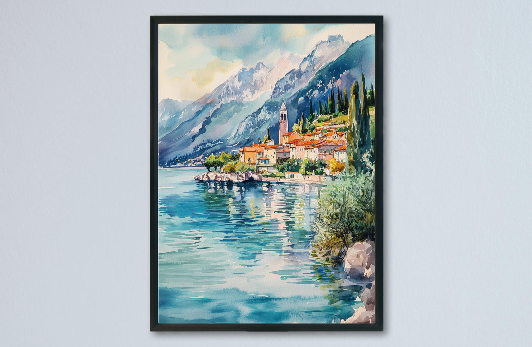 Lake Garda Watercolor Poster Lake Garda Travel Print Lake Garda Wall Art Italy Landscape Painting Lake Garda Decor