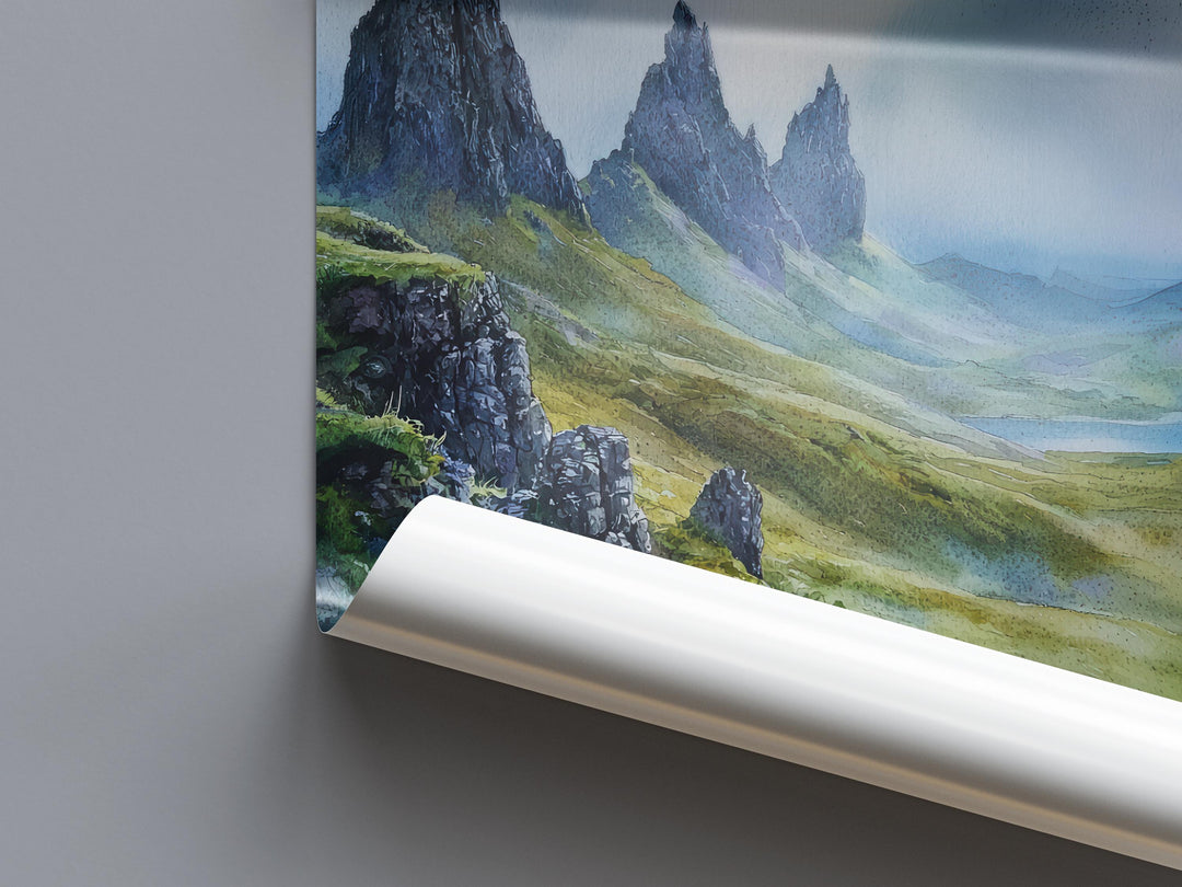 Isle of Skye Watercolor Poster Isle of Skye Travel Print Scotland Wall Art Landscape Painting Isle of Skye Decor