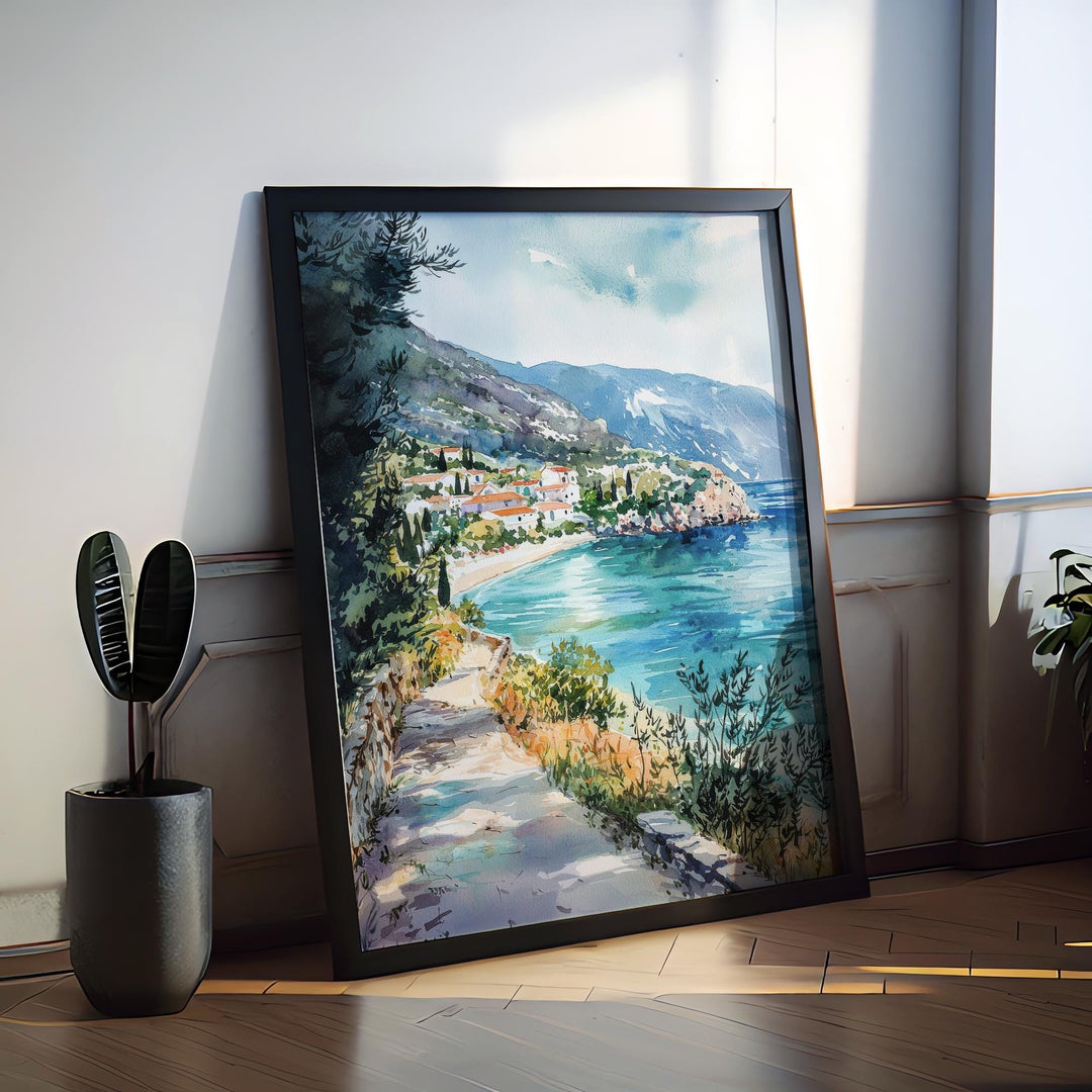 Ioannina Watercolor Poster Ioannina Travel Print Greece Wall Art Lake Painting Ioannina Souvenir Epirus Decor