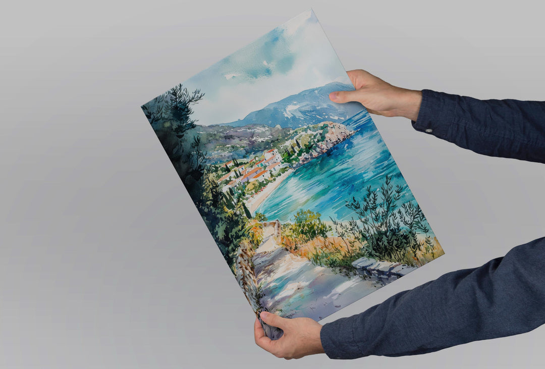 Ioannina Watercolor Poster Ioannina Travel Print Greece Wall Art Lake Painting Ioannina Souvenir Epirus Decor