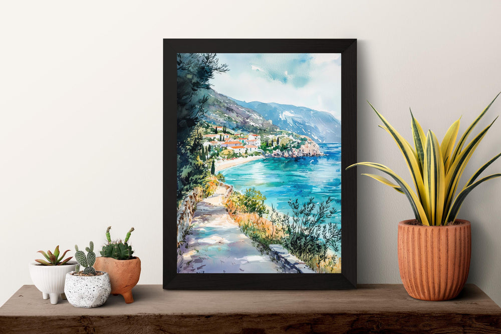 Ioannina Watercolor Poster Ioannina Travel Print Greece Wall Art Lake Painting Ioannina Souvenir Epirus Decor