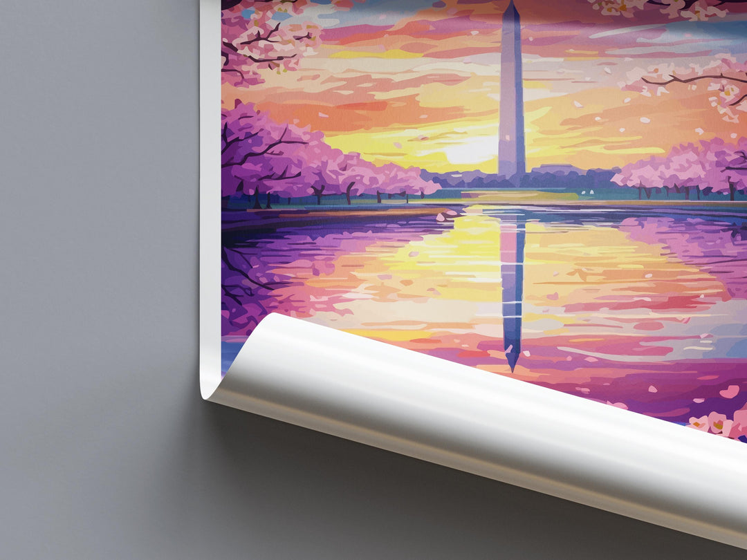 Washington DC Monument Cartoon Travel Poster USA Wall Art Capital City Print Monument Illustration Patriotic Decor Washington Souvenir Gift