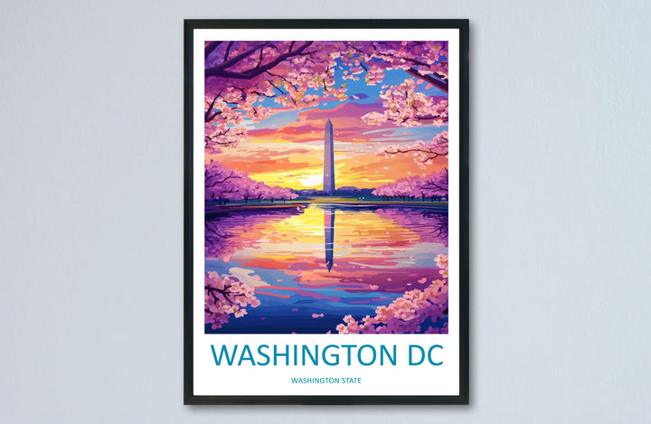 Washington DC Monument Cartoon Travel Poster USA Wall Art Capital City Print Monument Illustration Patriotic Decor Washington Souvenir Gift