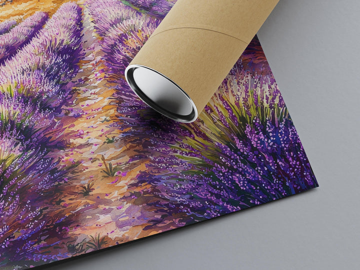 Provence Watercolor Poster Provence Travel Print France Wall Art Provence Decor Lavender Field Landscape French Countryside Scene Print