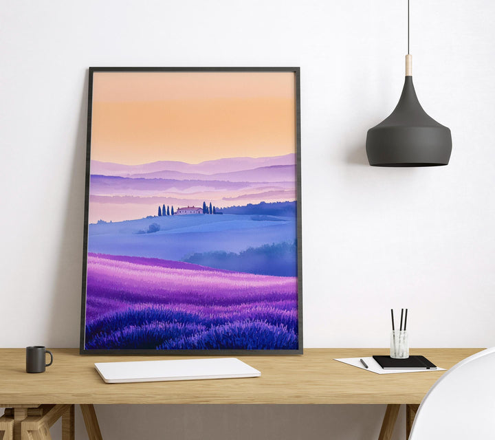 Provence Watercolor Poster Provence Travel Print France Wall Art Provence Decor Lavender Field Landscape French Countryside Scene Print