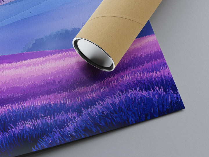 Provence Watercolor Poster Provence Travel Print France Wall Art Provence Decor Lavender Field Landscape French Countryside Scene Print