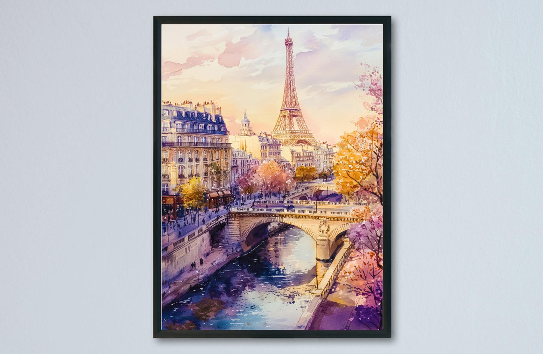 Paris Watercolor Poster Paris Travel Print France Wall Art Paris Decor Eiffel Tower Scene Romantic Paris View Cityscape Landscape Print