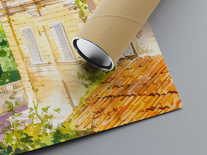 Nimes Watercolor Poster Nimes Travel Print France Wall Art Nimes Decor Roman Arena Scene Historic City Landscape French Architecture Print