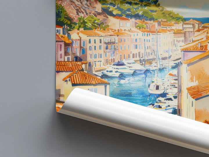 Marseille Watercolor Poster Marseille Travel Print France Wall Art Marseille Decor Old Port Scene Coastal City View Mediterranean Print