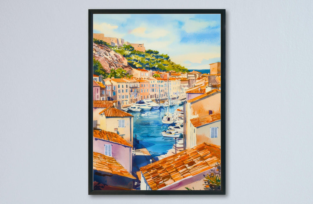 Marseille Watercolor Poster Marseille Travel Print France Wall Art Marseille Decor Old Port Scene Coastal City View Mediterranean Print
