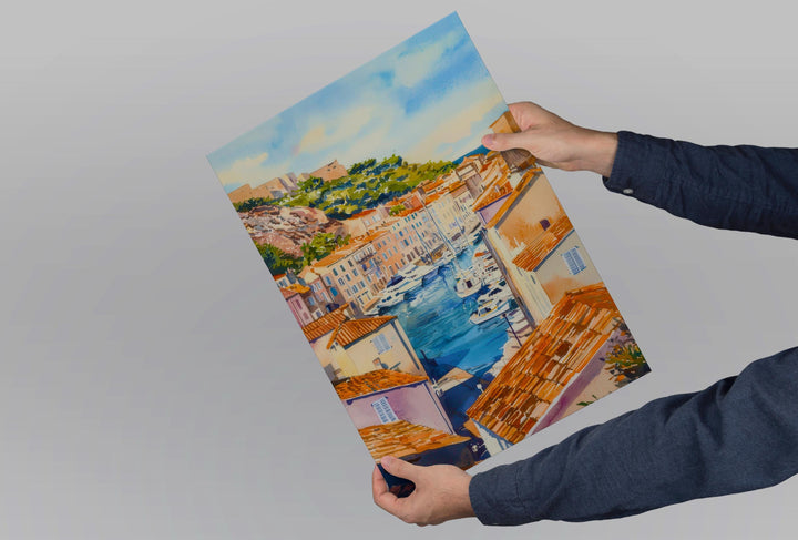 Marseille Watercolor Poster Marseille Travel Print France Wall Art Marseille Decor Old Port Scene Coastal City View Mediterranean Print