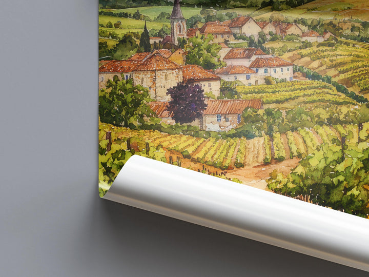 Burgundy Watercolor Poster Burgundy Travel Print France Wall Art Burgundy Decor Vineyard Scene French Countryside Landscape Wine Region