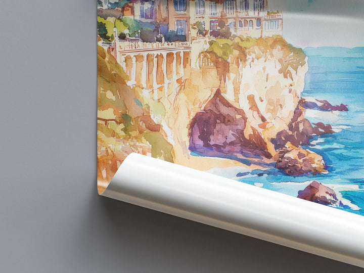 Biarritz Watercolor Poster Biarritz Travel Print France Wall Art Biarritz Decor Surf Coast Scene Ocean View French Riviera Landscape