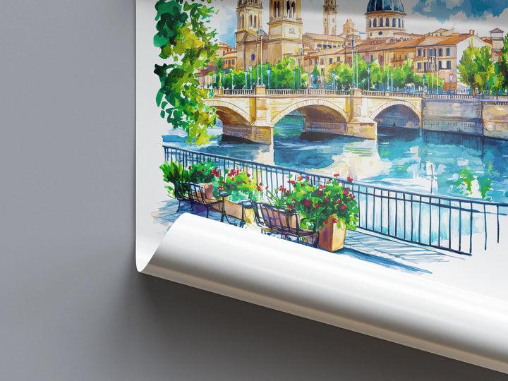 Zaragoza Watercolor Poster Zaragoza Travel Print Spain Wall Art Zaragoza Decor Basilica Scene Ebro River Spanish City Landscape Print