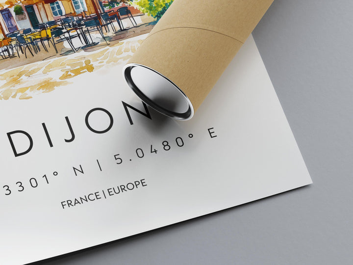 Dijon Watercolor Poster Dijon Travel Print France Wall Art Dijon Decor Historic City Scene Burgundy Architecture French View Print