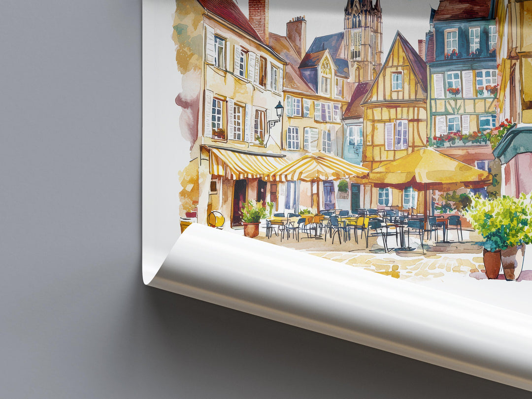Dijon Watercolor Poster Dijon Travel Print France Wall Art Dijon Decor Historic City Scene Burgundy Architecture French View Print