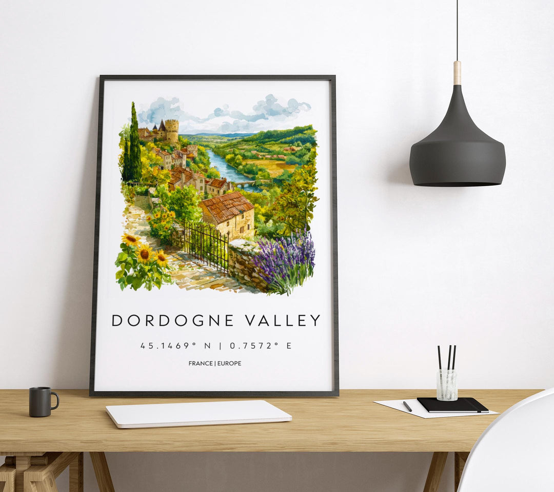 Dordogne Valley Watercolor Poster Dordogne Valley Wall Art Dordogne Travel Print Dordogne Painting France Decor