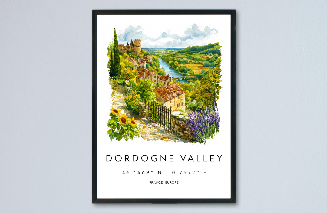 Dordogne Valley Watercolor Poster Dordogne Valley Wall Art Dordogne Travel Print Dordogne Painting France Decor